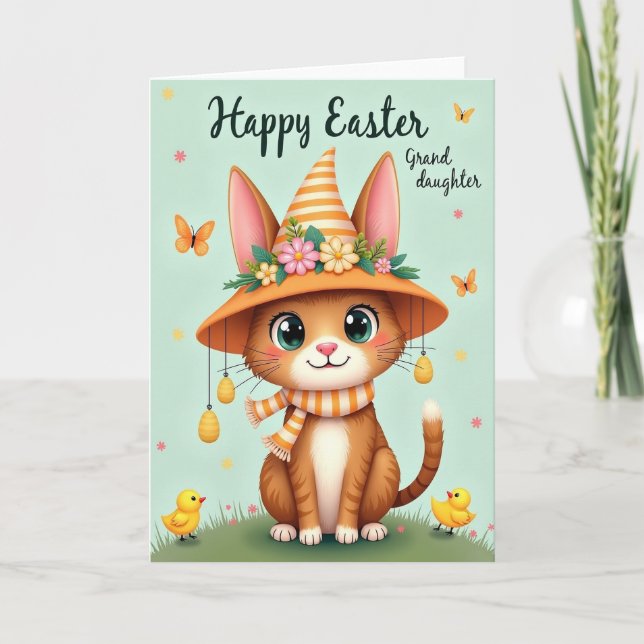 Tarjeta de sombrero de gato de primavera de oro fa (Anverso)