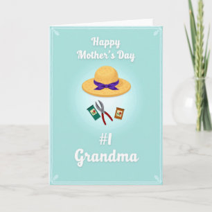 Tarjeta de sombrero de paja dulce día de la madre