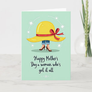 Tarjeta de sombrero del Día de la Madre soleado