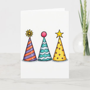 Tarjeta de sombrero delineado de cumpleaños festiv