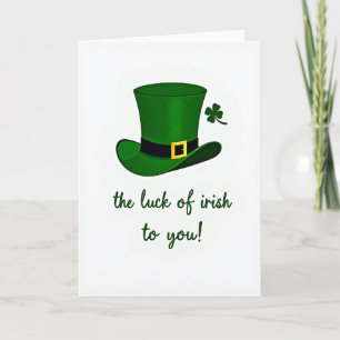 Tarjeta de sombrero superior irlandés afortunado