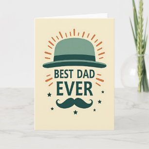 Tarjeta de sombrero verde azulado para el mejor pa