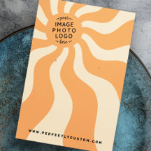 Tarjeta de sonido retro sunburst swirl naranja sun