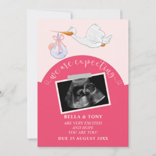 Tarjeta de Sonograma de Embarazo Rosa 'Estamos Esp