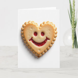 Tarjeta de sonrisa de galleta de corazón de amor
