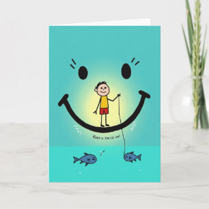 Tarjeta de sonrisa del Día del Padre azul verdoso