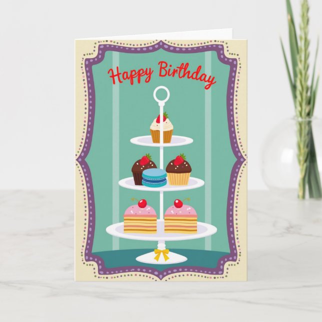 Tarjeta de soporte de postre de cumpleaños dulce (Anverso)