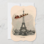 Tarjeta de soporte para Navidades de París<br><div class="desc">Un Papá Noel vintage y su trineo lleno de juguetes pasan por la Torre Eiffel desde una antigua postal francesa. ¡La espalda dice Joyeux Noel! y está listo para personalizar con sus nombres y cualquier otro mensaje de su elección. Los diseños coincidentes están disponibles en mi tienda Zazzle.</div>