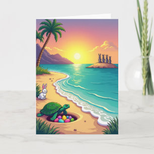 Tarjeta de sorpresa de amanecer en la playa