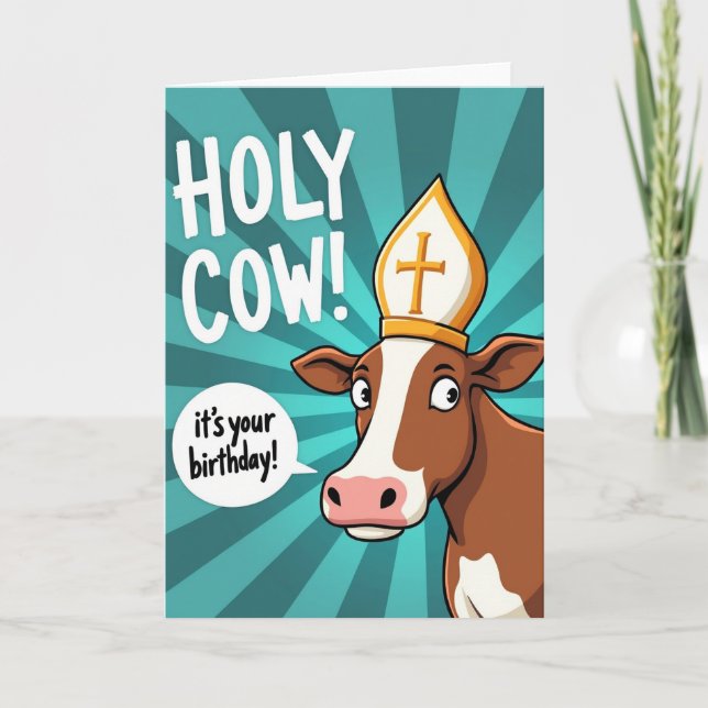 Tarjeta de sorpresa de cumpleaños de vaca capricho (Anverso)