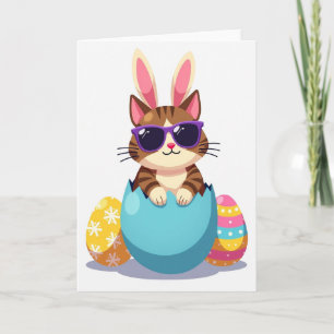 Tarjeta de sorpresa de huevo de gato genial