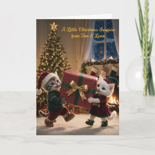 Tarjeta de sorpresa de Navidad de Tom y Luna