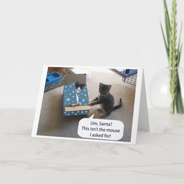 Tarjeta de sorpresa para Navidades gatitos (en bla (Anverso)