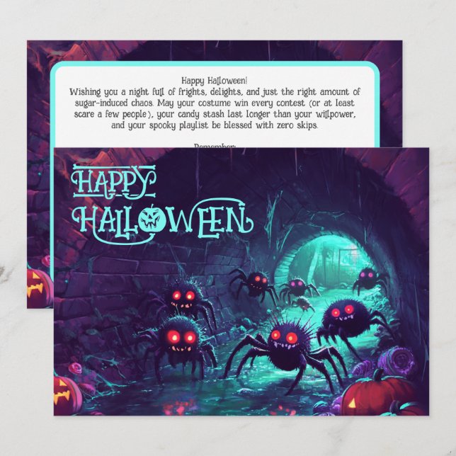 Tarjeta de sorpresa Spooky Sewer Spider (Anverso / Reverso)