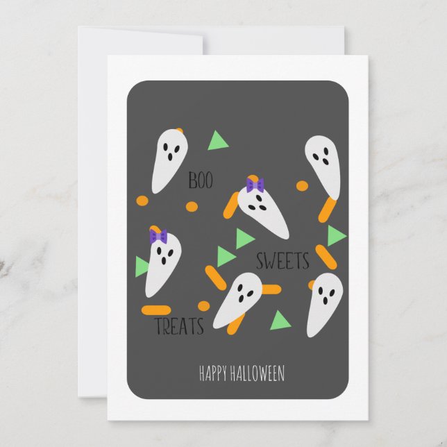 Tarjeta de Sprinkles de Fantasma Feliz Halloween (Anverso)