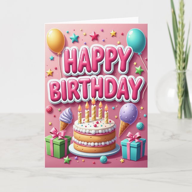 Tarjeta de Sprinkles Rosados Alegres (Anverso)