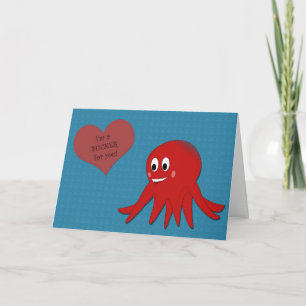 Tarjeta de sucker del pulpo rojo de San Valentín