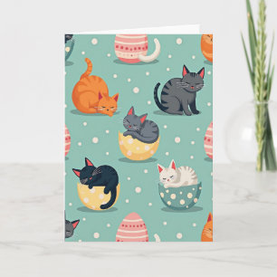 Tarjeta de sueño dulce de gatos dormidos