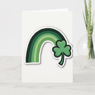 Tarjeta de Suerte de Arcoíris Verde de Trébol de C