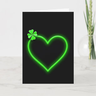 Tarjeta de Suerte de Corazón Verde Neón