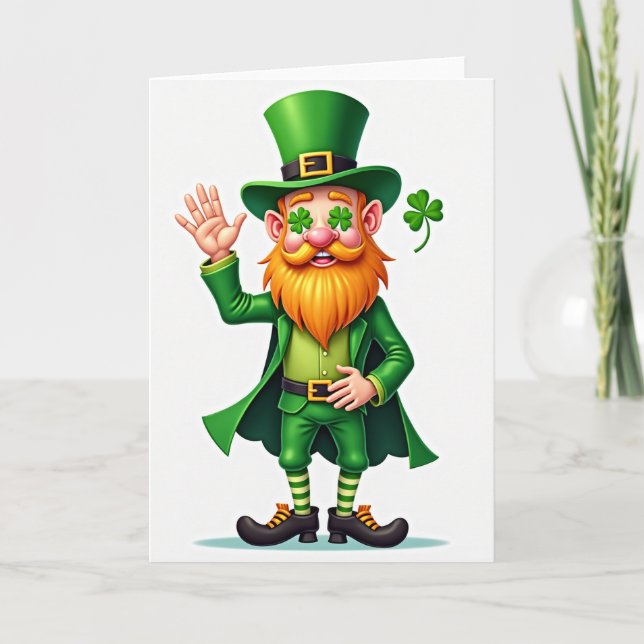 Tarjeta de Suerte del Duende con Rayas Verdes (Anverso)