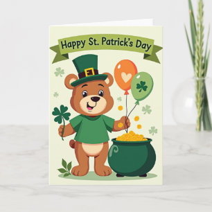 Tarjeta de suerte del oso trébol