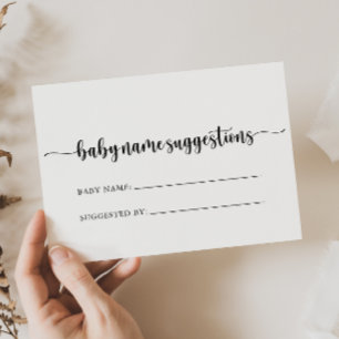 Tarjeta de sugerencias de nombre de bebé caligrafí
