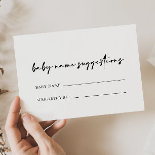 Tarjeta de sugerencias de nombre de bebé elegante 
