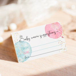 Tarjeta de sugerencias de nombre de bebé globo par