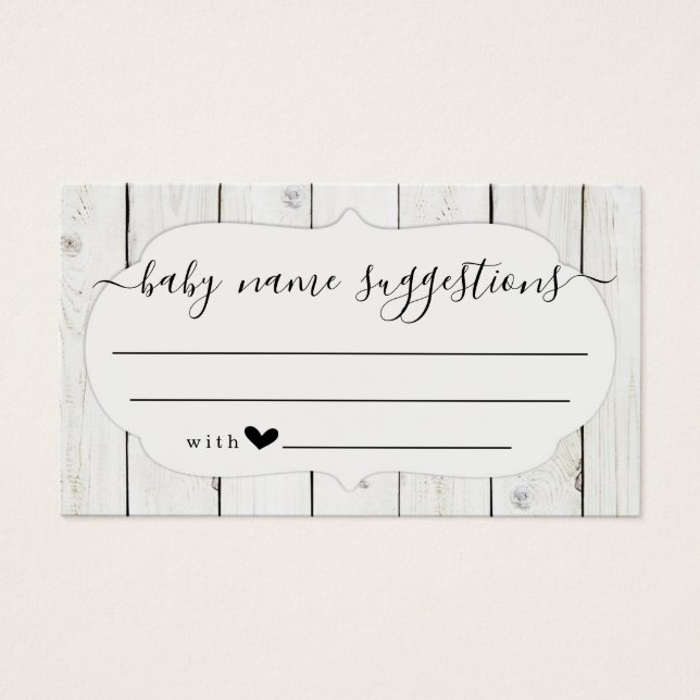 Tarjeta de sugerencias de nombre del bebé para Bab (Frente)