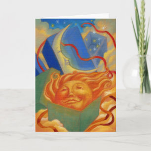 Tarjeta de Sun y de cumpleaños de la luna