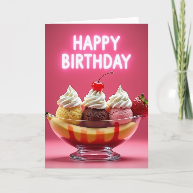 Tarjeta de Sundae de Cumpleaños Dulce (Anverso)