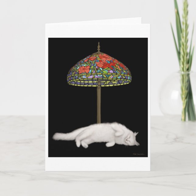 Tarjeta de Sunlamp del gato del vitral (Anverso)