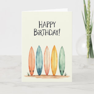 Tarjeta de surf de acuarela dulce