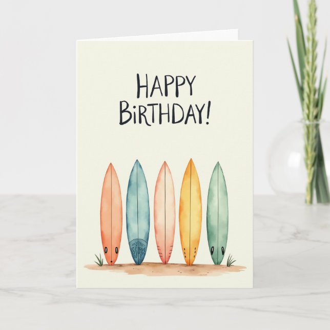 Tarjeta de surf de acuarela dulce (Anverso)
