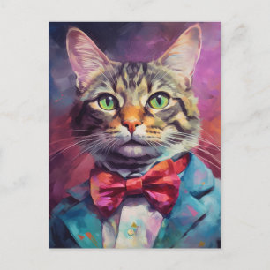 TARJETA DE TABBY CAT BOW TIE SUIT ART