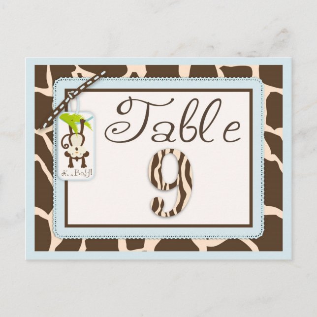 Tarjeta de tabla Baby Shower de impresión de anima (Anverso)