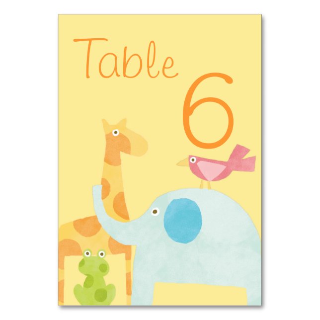 Tarjeta de tabla Baby Shower para animales de sang (Anverso)