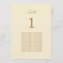 Tarjeta de tabla beige de nombres de invitado