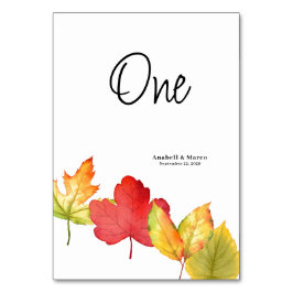 Tarjeta de tabla Boda de guiones de hojas de otoño
