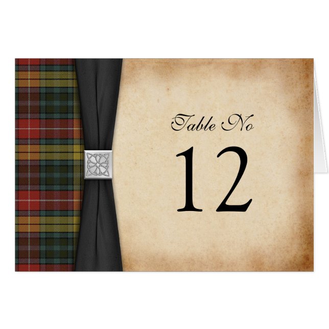 Tarjeta de tabla Boda de Tartan Weathered para Buc (Anverso (Horizontal))