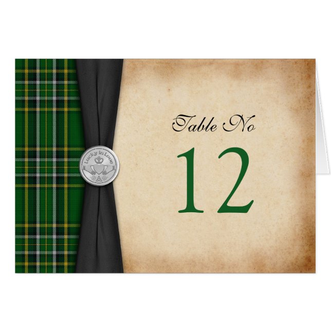 Tarjeta de tabla Boda irlandesa Tartán Celtic Clad (Anverso (Horizontal))
