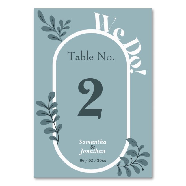 Tarjeta de tabla Boda simple azul (Anverso)