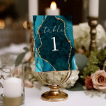 Tarjeta de tabla de análisis de mármol verde azula<br><div class="desc">¡Esta magnífica tarjeta de mesa está decorada con mármol con acentos agados y dorados!</div>