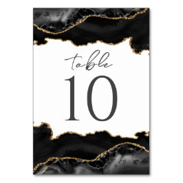 Tarjeta de tabla de Boda de Agate Negro y Oro
