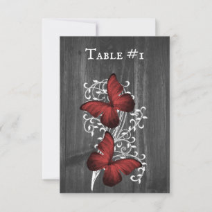 Tarjeta de tabla de Boda de mariposa roja rusa