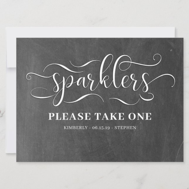 Tarjeta de tabla de Boda de Rótulo Sparklers (Anverso)