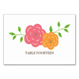 Tarjeta de tabla de Boda floral de Naranja rojo en