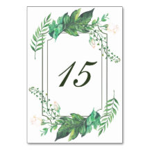 Tarjeta de tabla de Boda floral verde de naturalez