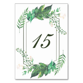 Tarjeta de tabla de Boda floral verde de naturalez